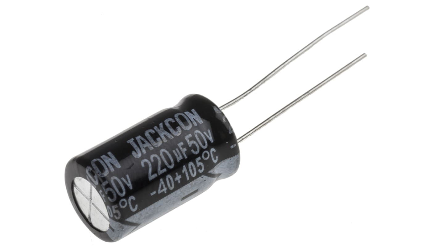 RS PRO 220μF Aluminium Electrolytic Capacitor 50V dc, Radial, Through Hole