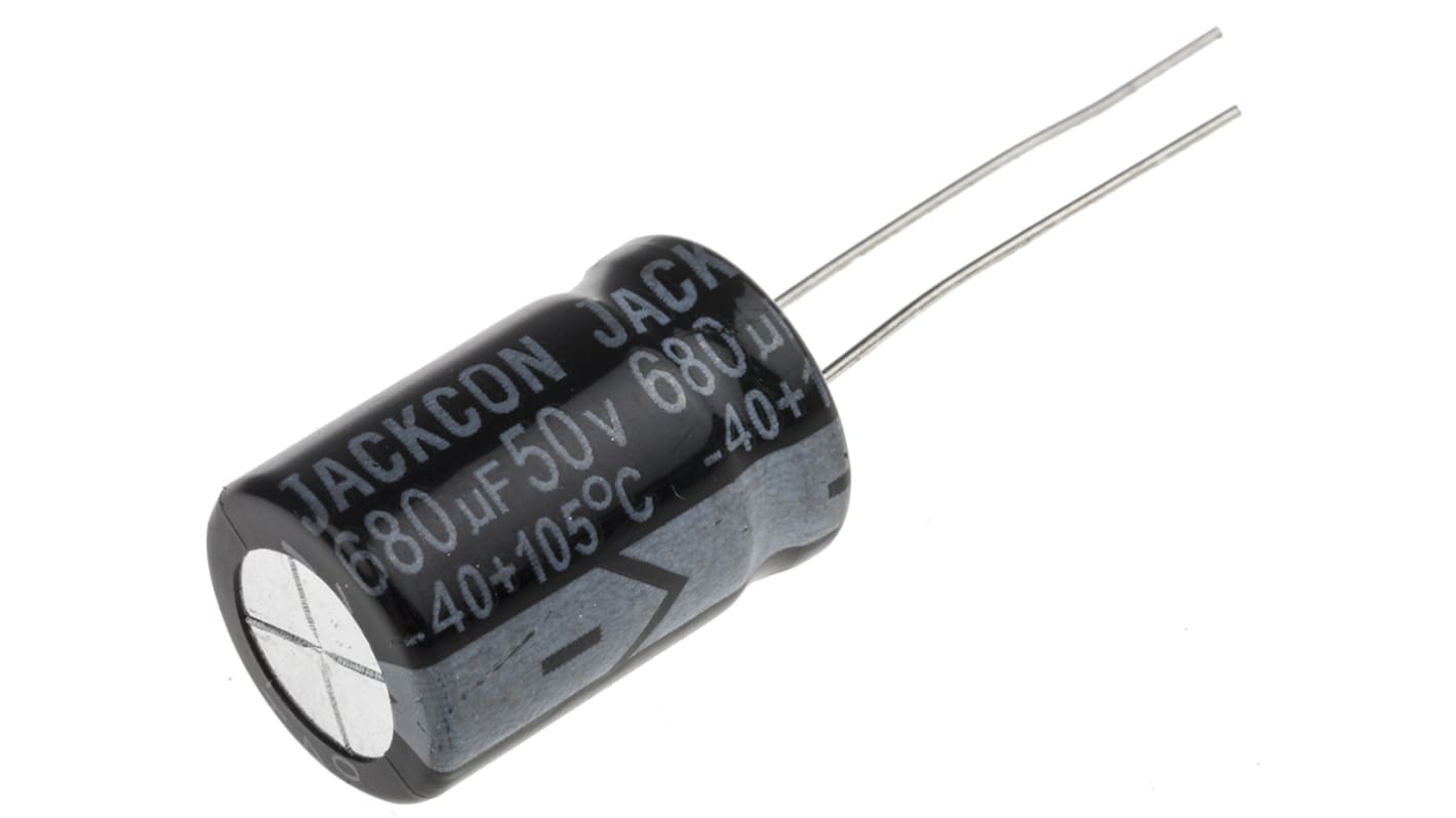 RS PRO 680μF Aluminium Electrolytic Capacitor 50V dc, Radial, Through Hole