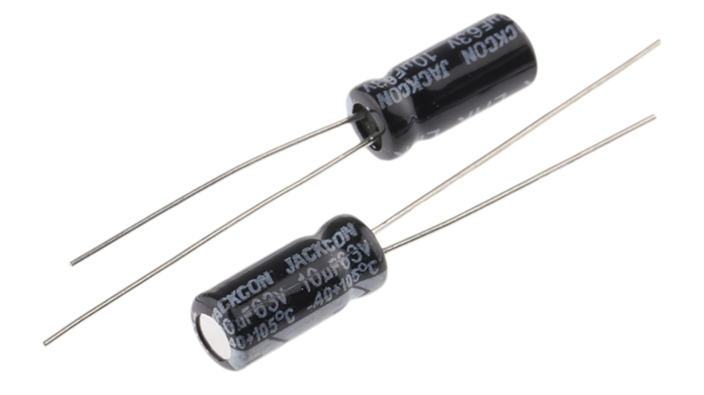 RS PRO 10μF Aluminium Electrolytic Capacitor 63V dc, Radial, Through Hole