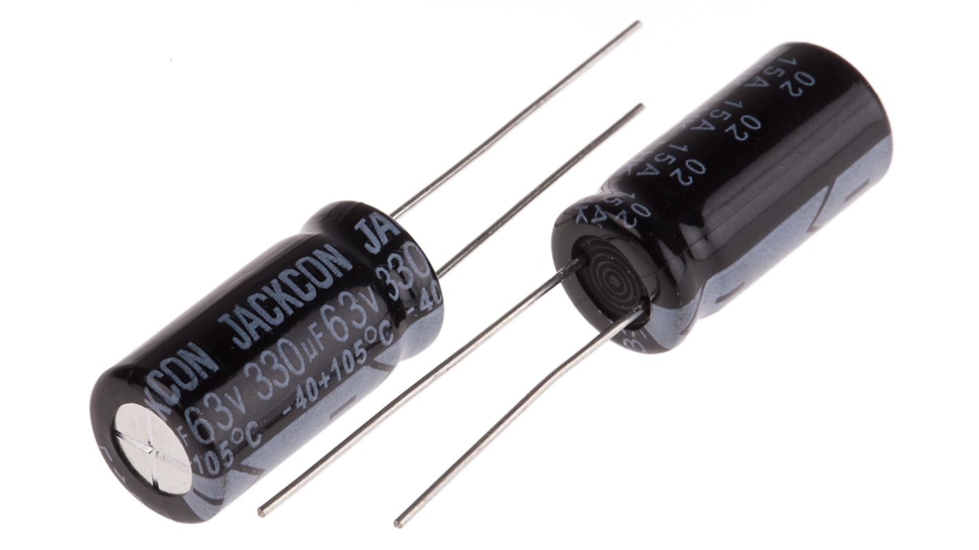 RS PRO 330μF Aluminium Electrolytic Capacitor 63V dc, Radial, Through Hole