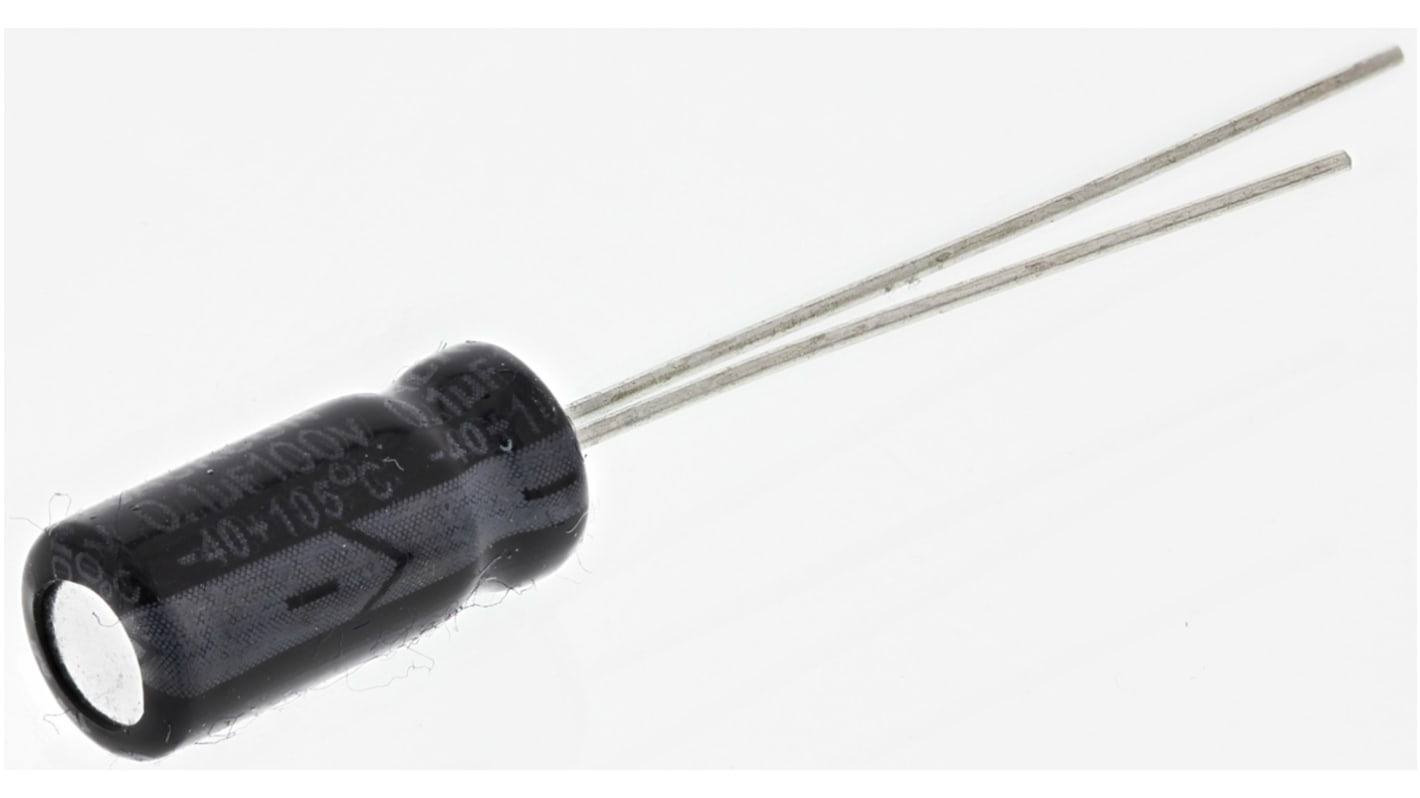 RS PRO, THT Aluminium-Elektrolyt Kondensator 100nF ±20% / 100V dc, Ø 5mm x 11mm x 11mm, bis 105°C