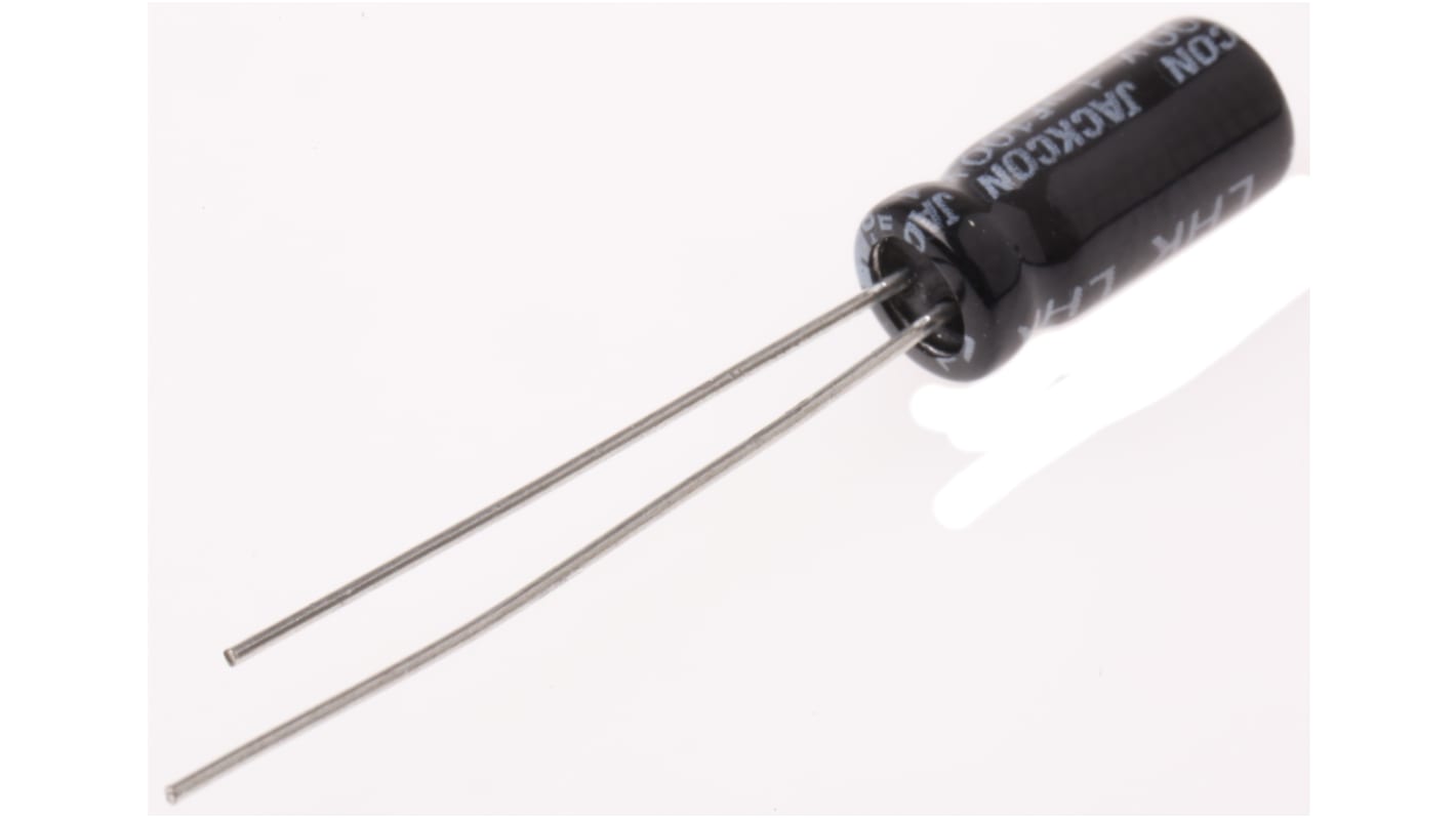 Condensador electrolítico RS PRO, 1μF, ±20%, 100V dc, Radial, Orificio pasante, 5 (Dia.) x 11mm, paso 2mm