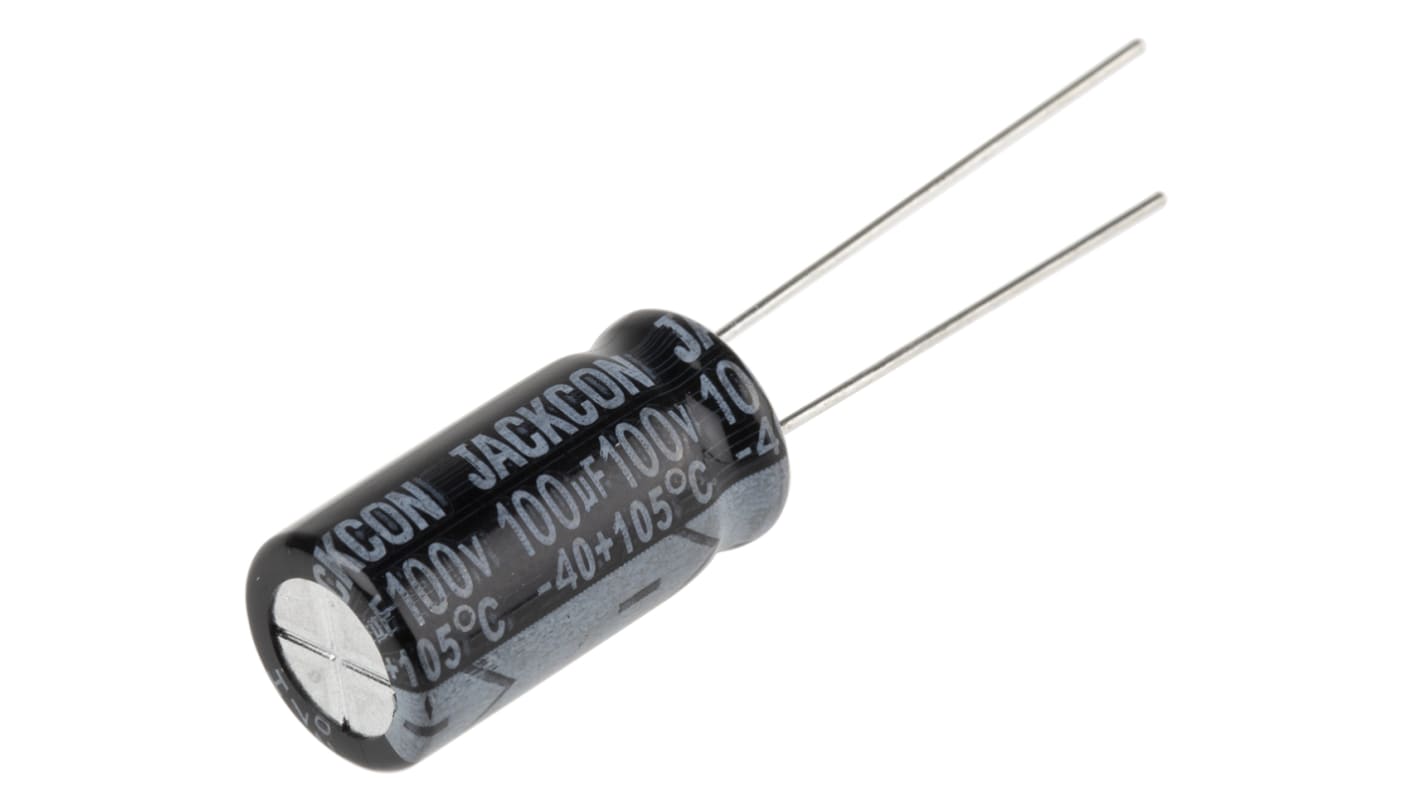 RS PRO, THT Aluminium-Elektrolyt Kondensator 100μF ±20% / 100V dc, Ø 10mm x 20mm x 20mm, bis 105°C