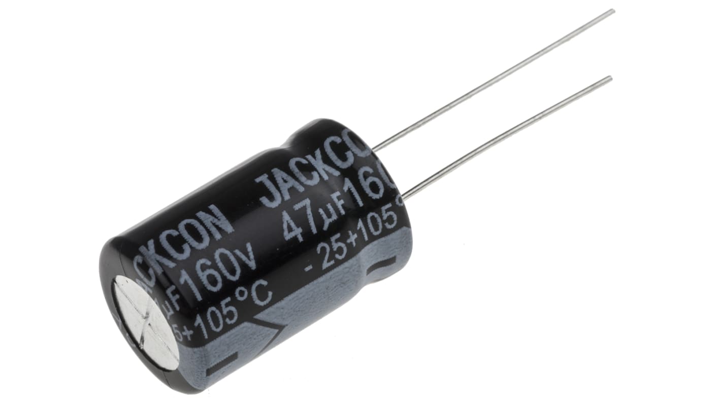 RS PRO 47μF Aluminium Electrolytic Capacitor 160V dc, Radial, Through Hole