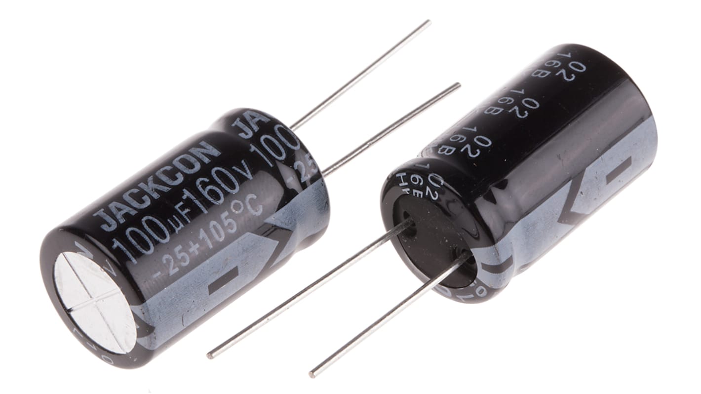 Condensador electrolítico RS PRO, 100μF, ±20%, 160V dc, Radial, Orificio pasante, 16 (Dia.) x 26mm, paso 7.5mm