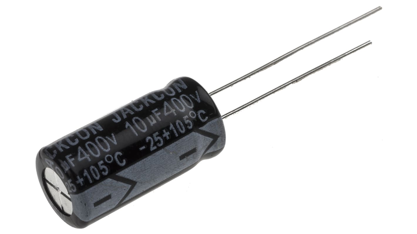 RS PRO, THT Aluminium-Elektrolyt Kondensator 10μF ±20% / 400V dc, Ø 10mm x 20mm x 20mm, bis 105°C