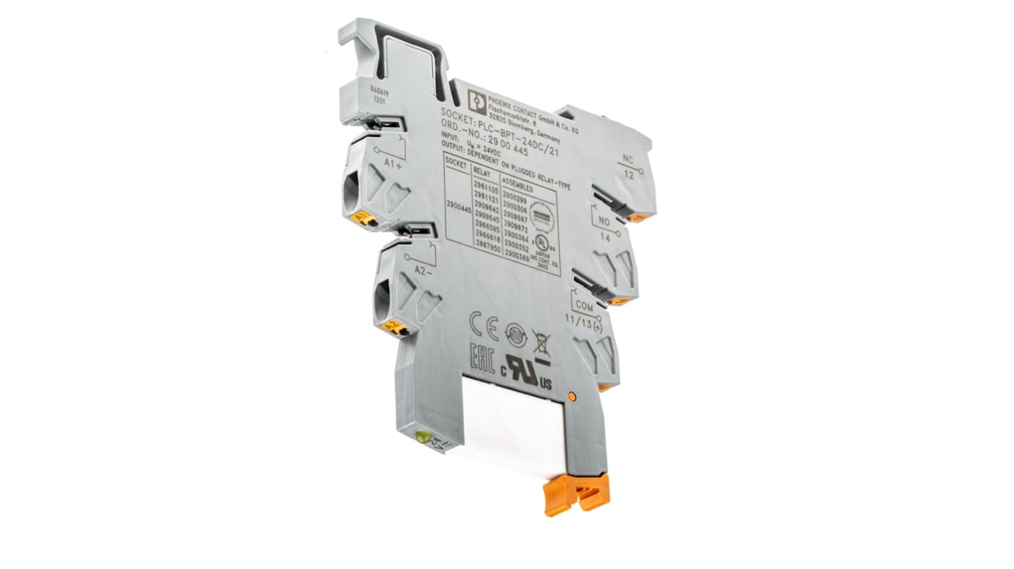 Relé modular Phoenix Contact PLC-RPT-24DC/21, SPDT, 24V dc, para carril DIN