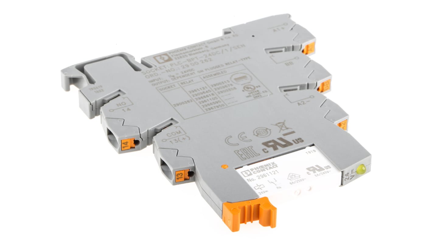 Relais d'interface Phoenix Contact PLC-RPT- 24DC/ 1AU/SEN, 24V c.c., 1 NO, montage Rail DIN