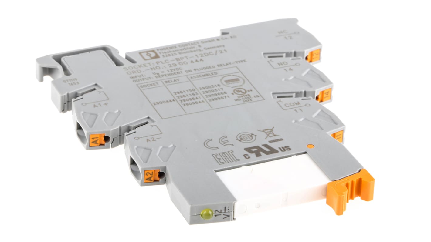 Phoenix Contact PLC-RPT- 12DC/21 Interface Relais, 12V dc / 12V dc 12V dc, 1-poliger Wechsler DIN-Schienen