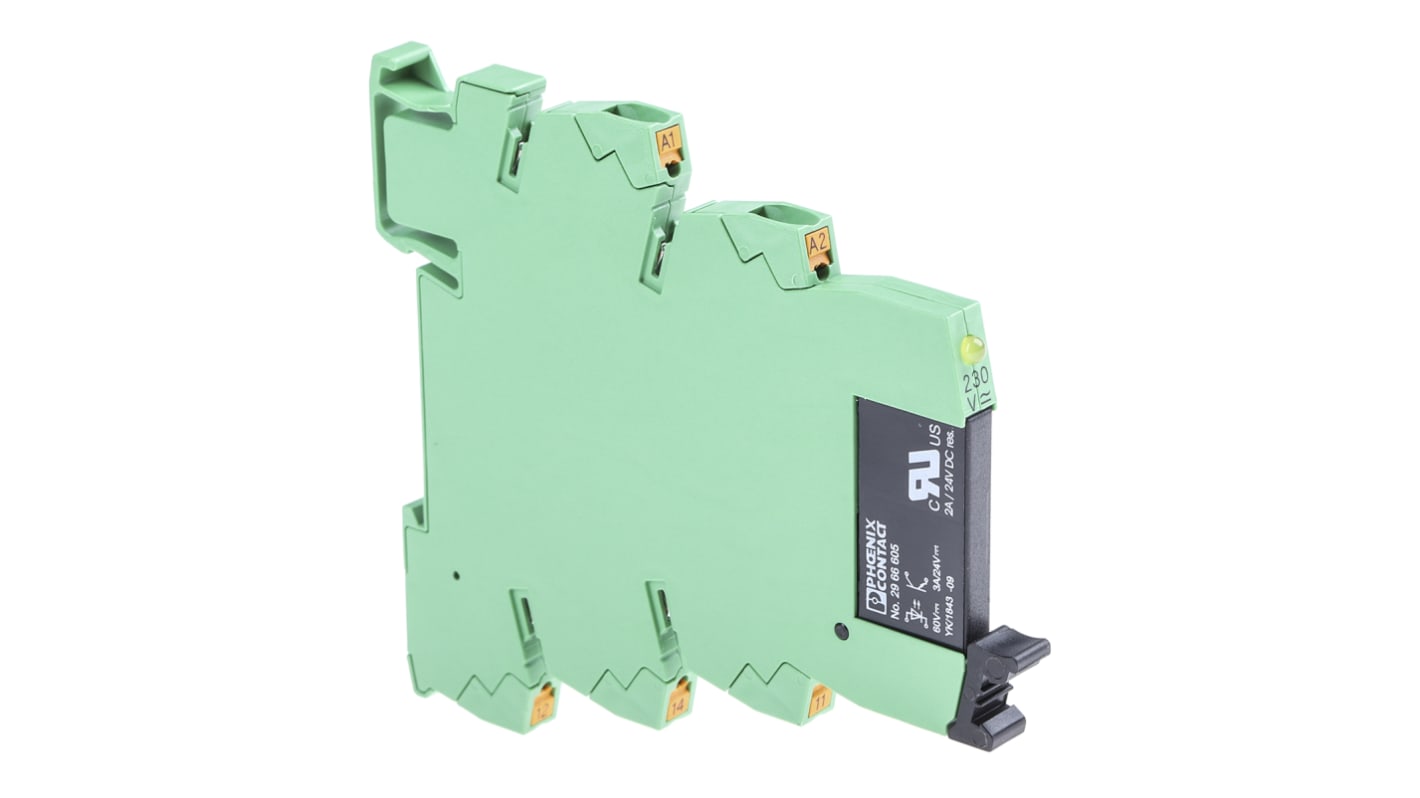 Phoenix Contact PLC-OPT-230UC/ 24DC/2 Series Solid State Interface Relay, DIN Rail Mount