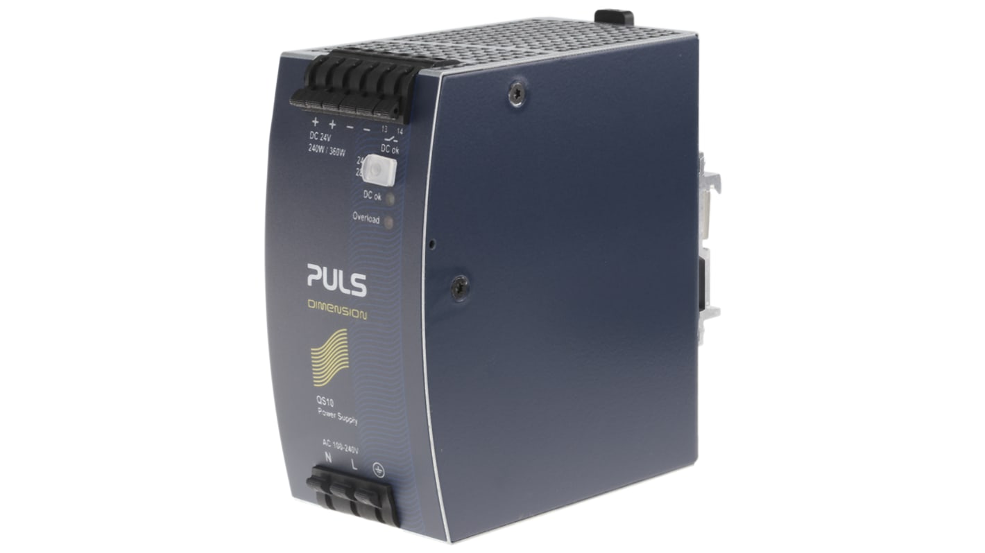 PULS DIMENSION Q Switch Mode DIN Rail Power Supply, 100 → 240V ac ac Input, 24V dc dc Output, 10A Output, 240W