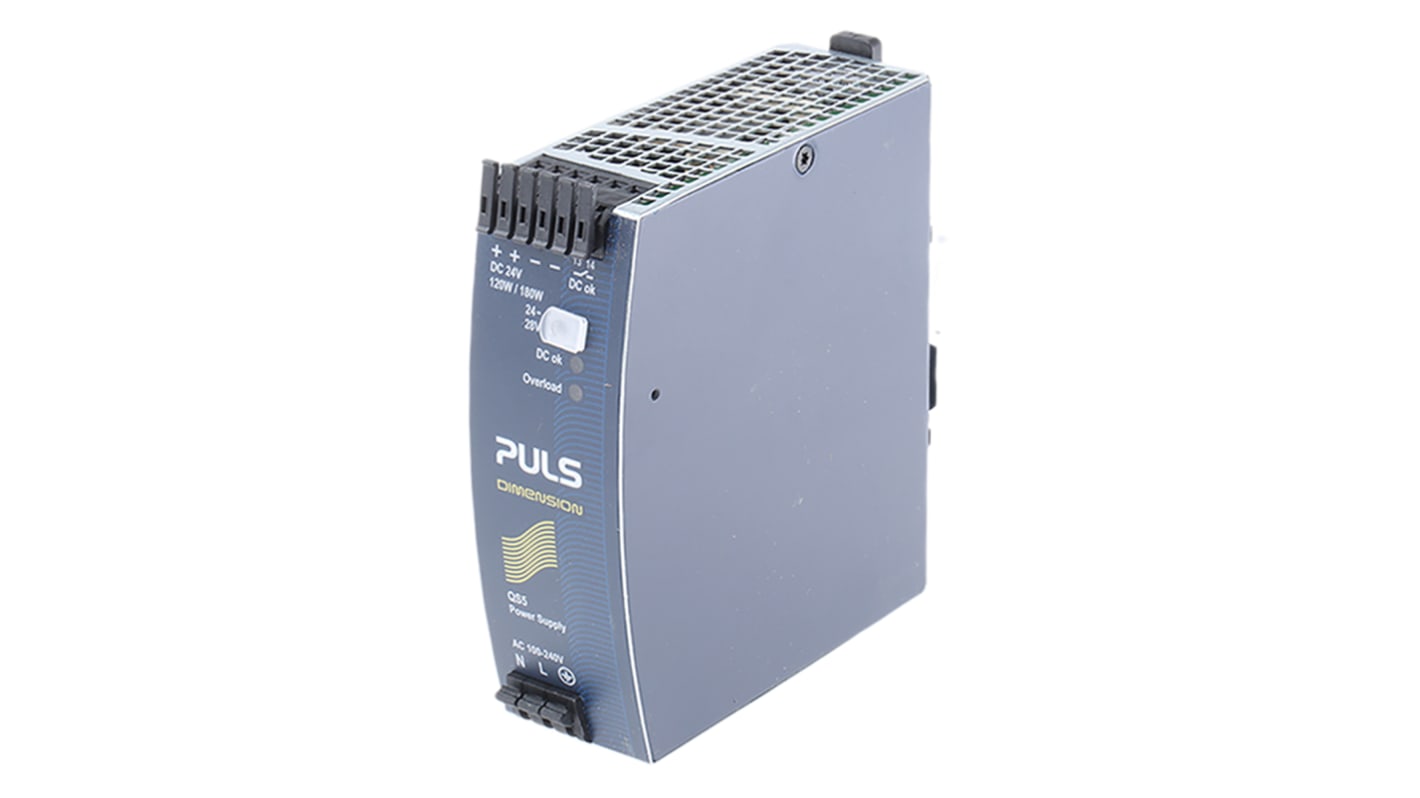 PULS DIMENSION Q Switched Mode DIN Rail Power Supply, 100 → 240V ac ac Input, 24V dc dc Output, 5A Output, 120W