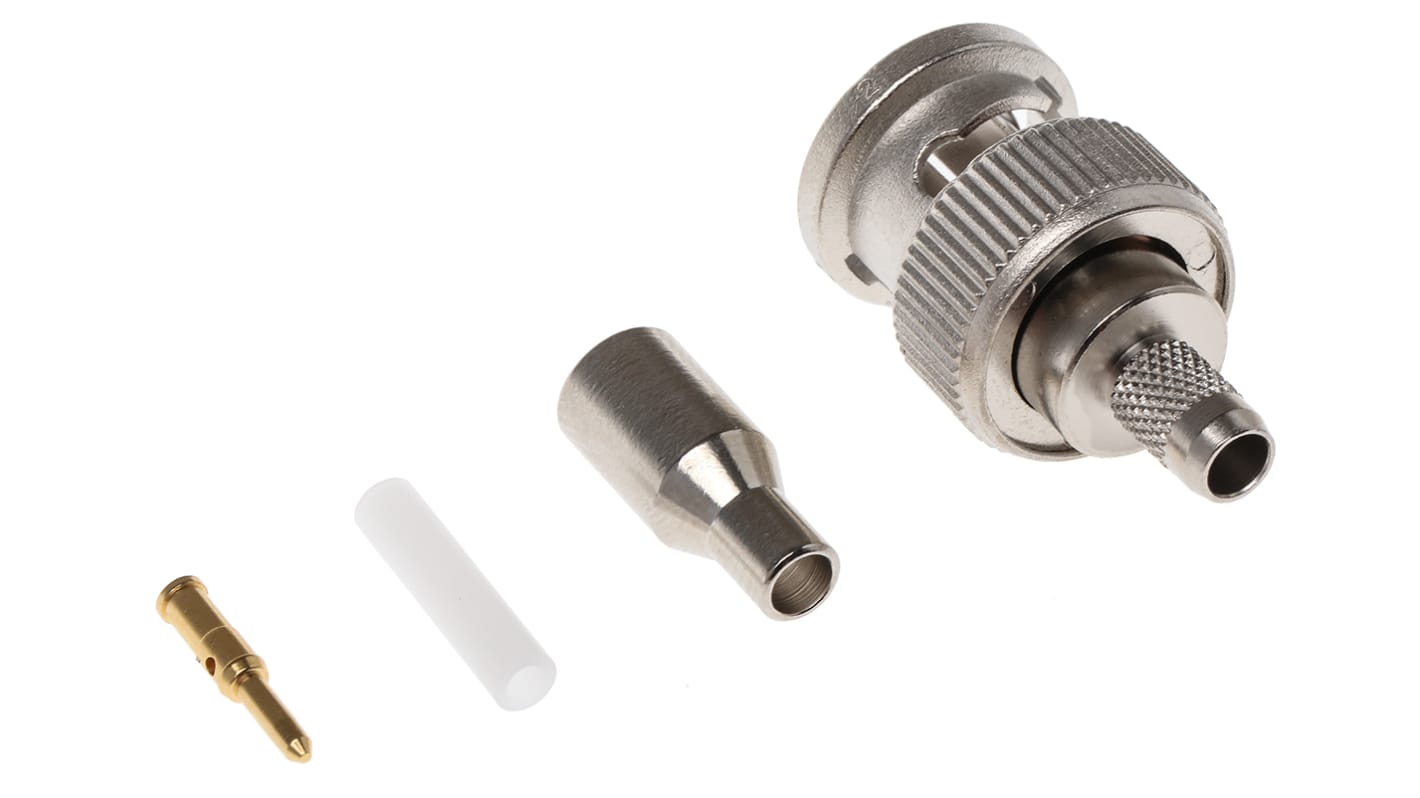 Telegartner Stecker Koaxialsteckverbinder BNC-Steckverbinder, Kabelmontage, Crimp-Anschluss, für RG179 B/U-Kabel, 75Ω,