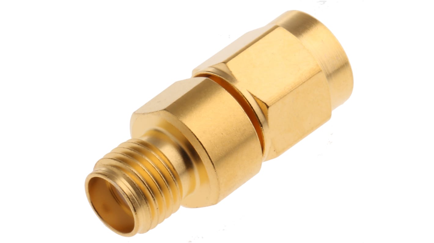 Adaptador de RF Telegartner J01155R0095 50Ω, Hembra Recto SMA a Macho R-SMA, 6GHz Aleación de oro, níquel y cobre