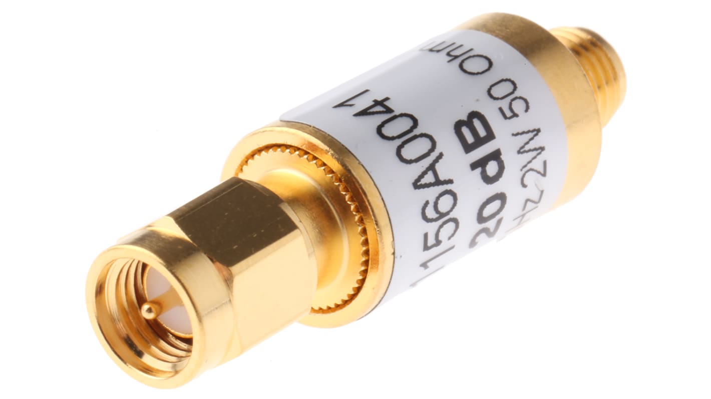 Telegartner 50Ω RF Attenuator SMA Connector SMA Plug to Socket 20dB, Operating Frequency 10GHz