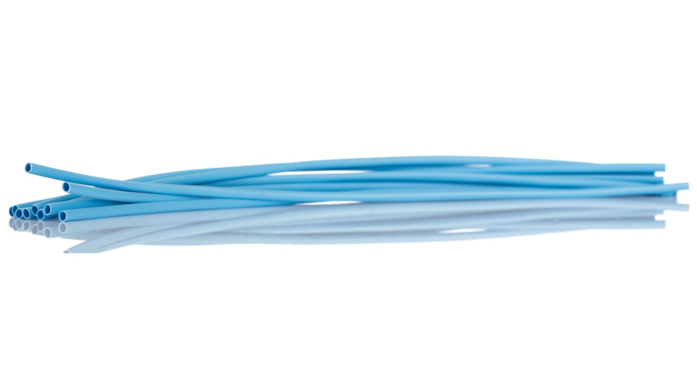 Tubo termorretráctil HellermannTyton de Poliolefina Reticulada Azul, contracción 3:1, Ø 1.5mm, long. 200mm