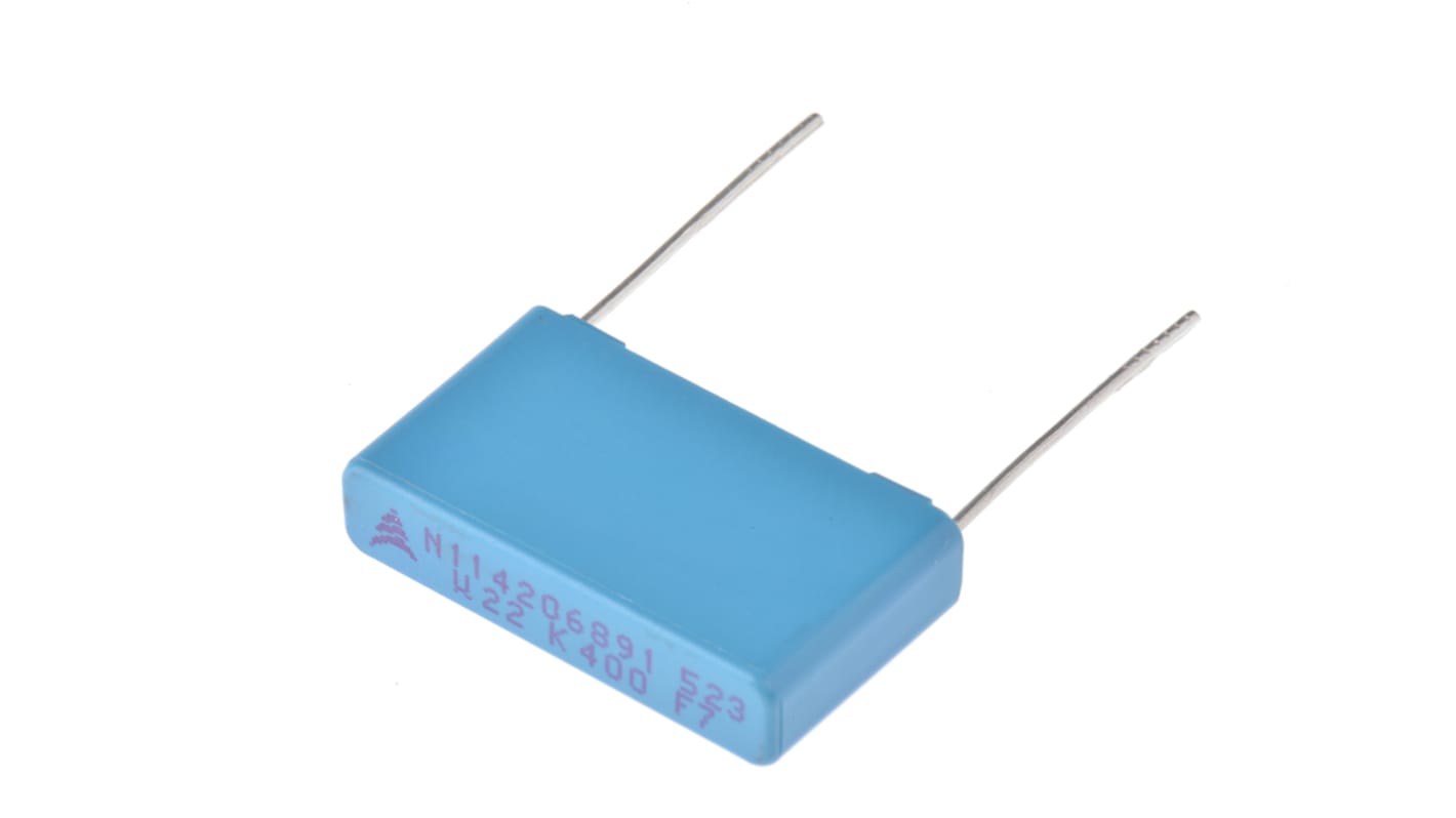 Condensador de película EPCOS, 220nF, ±10%, 200 V ac, 400 V dc, Montaje en orificio pasante