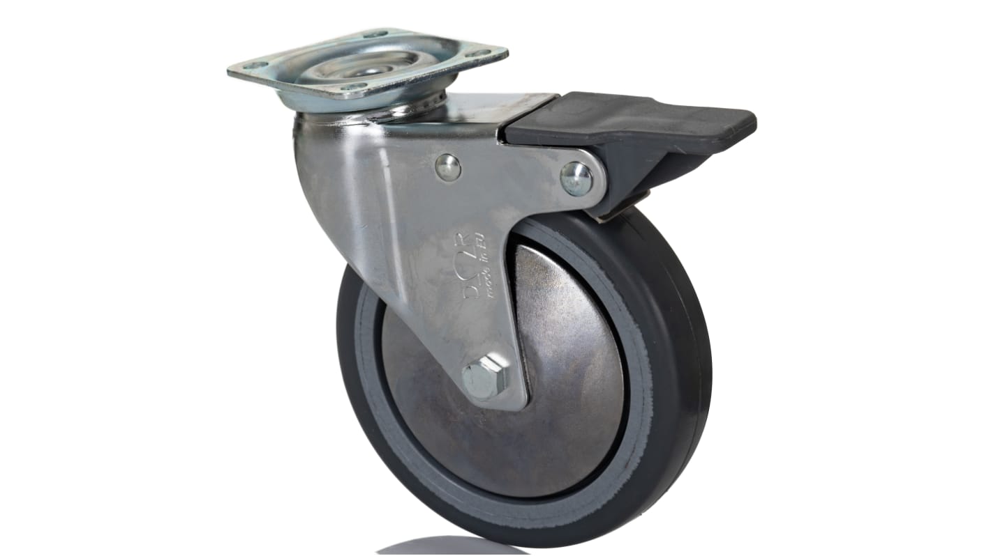 RS PRO Braked Swivel Castor Wheel, 60kg Capacity, 100mm Wheel