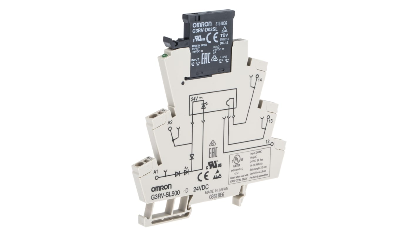 Przekaźnik półprzewodnikowy, montaż na szynie DIN 3 A Omron 26.4 V dc MOSFET SPST