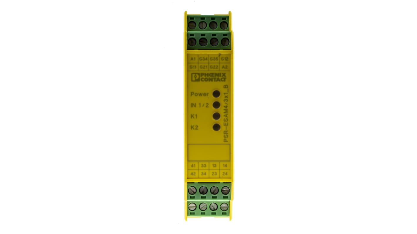 Phoenix Contact Single/Dual-Channel Safety Switch/Interlock Safety Relay, 24V ac/dc, 3 Safety Contacts