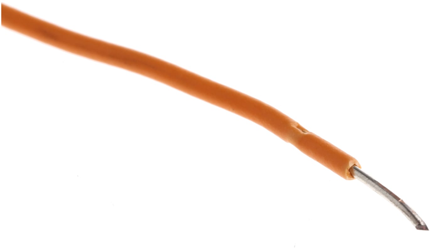 RS PRO Orange 0.26 mm² Equipment Wire, 23 AWG, 1/0.6 mm, 100m, PVC Insulation