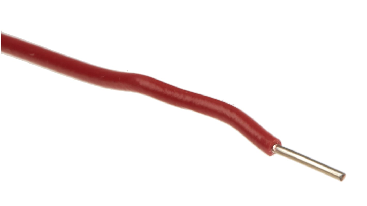 RS PRO Red 0.26 mm² Equipment Wire, 23 AWG, 1/0.6 mm, 100m, PVC Insulation