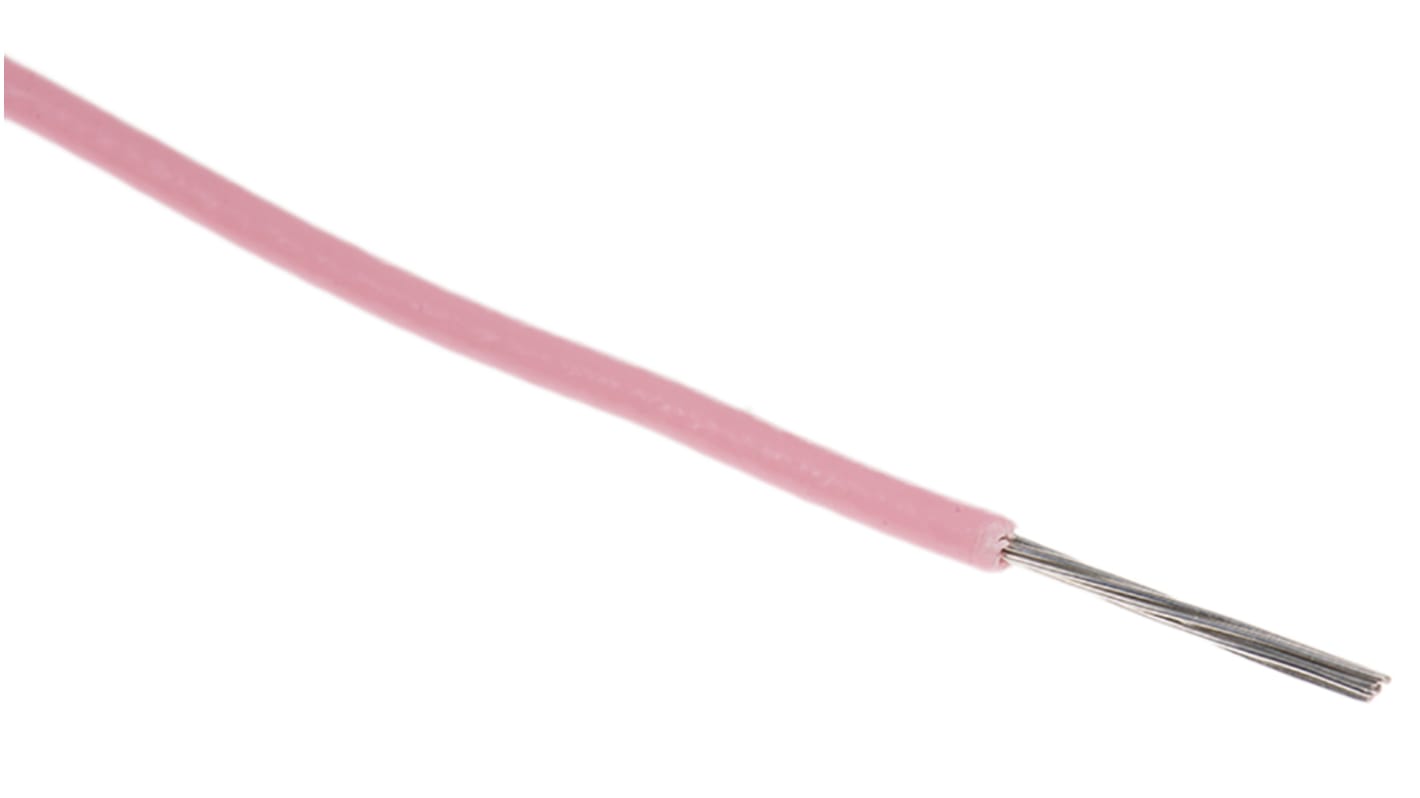 Cable para Equipos RS PRO, área transversal 0,2 mm² Filamentos del Núcleo 7 / 0,2 mm Rosa, 1 kV, long. 100m, 24 AWG