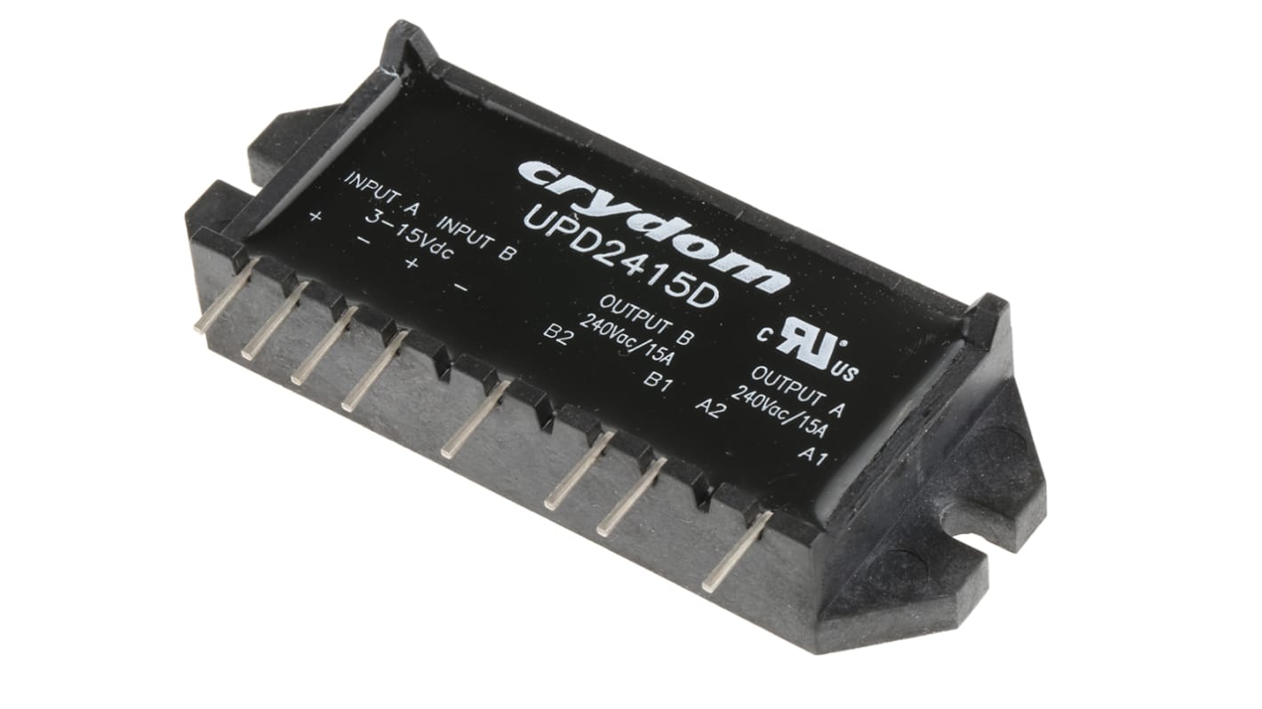 Relé de estado sólido Sensata Crydom, control 3 → 15 V dc, carga 24 → 280Vrms, 15 A rms máx., montaje en