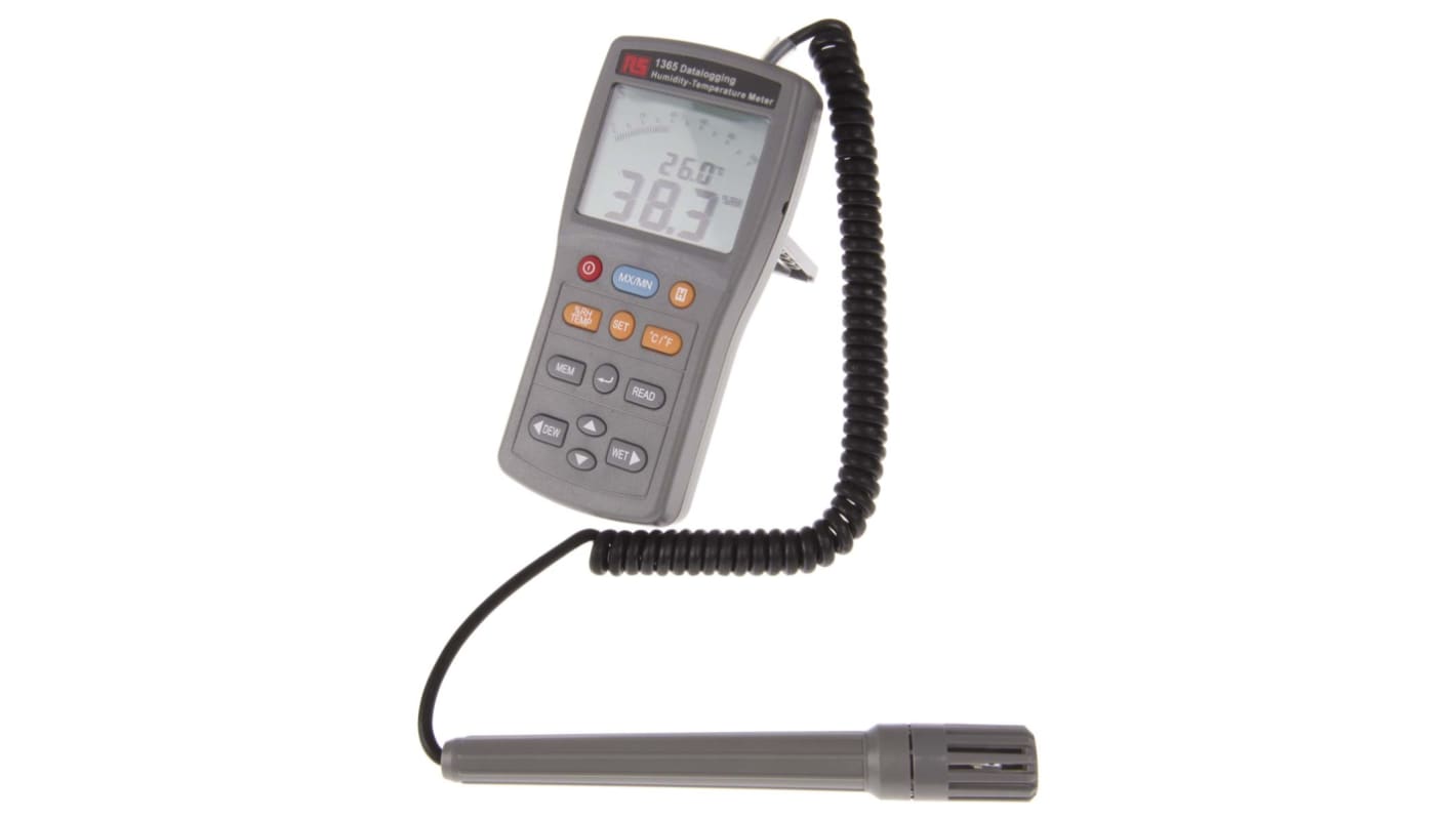 RS PRO Feuchtigkeit, Temperatur Datenlogger, 0°C → +60°C / 99%RH, Sensor Kapazitiv, Thermistor