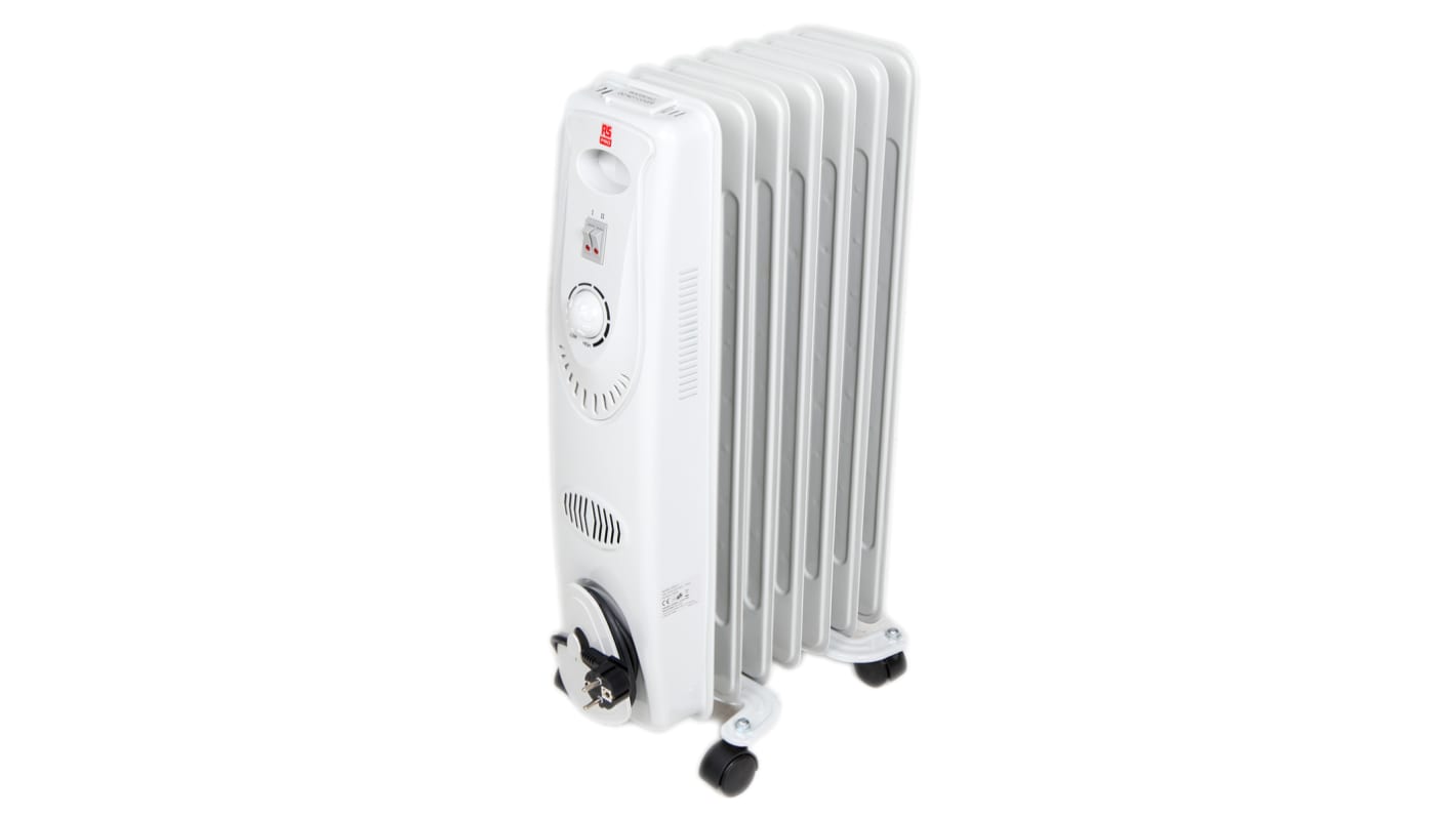 RS PRO 1.5kW Convection Oil Filled Radiator, Floor Mounted, Type C - European Plug