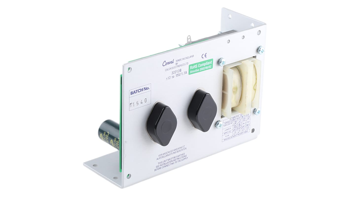 Calex Open Frame Linear Power Supply, 240V ac Input, ±12 → 15V dc Output, 1.7A Output