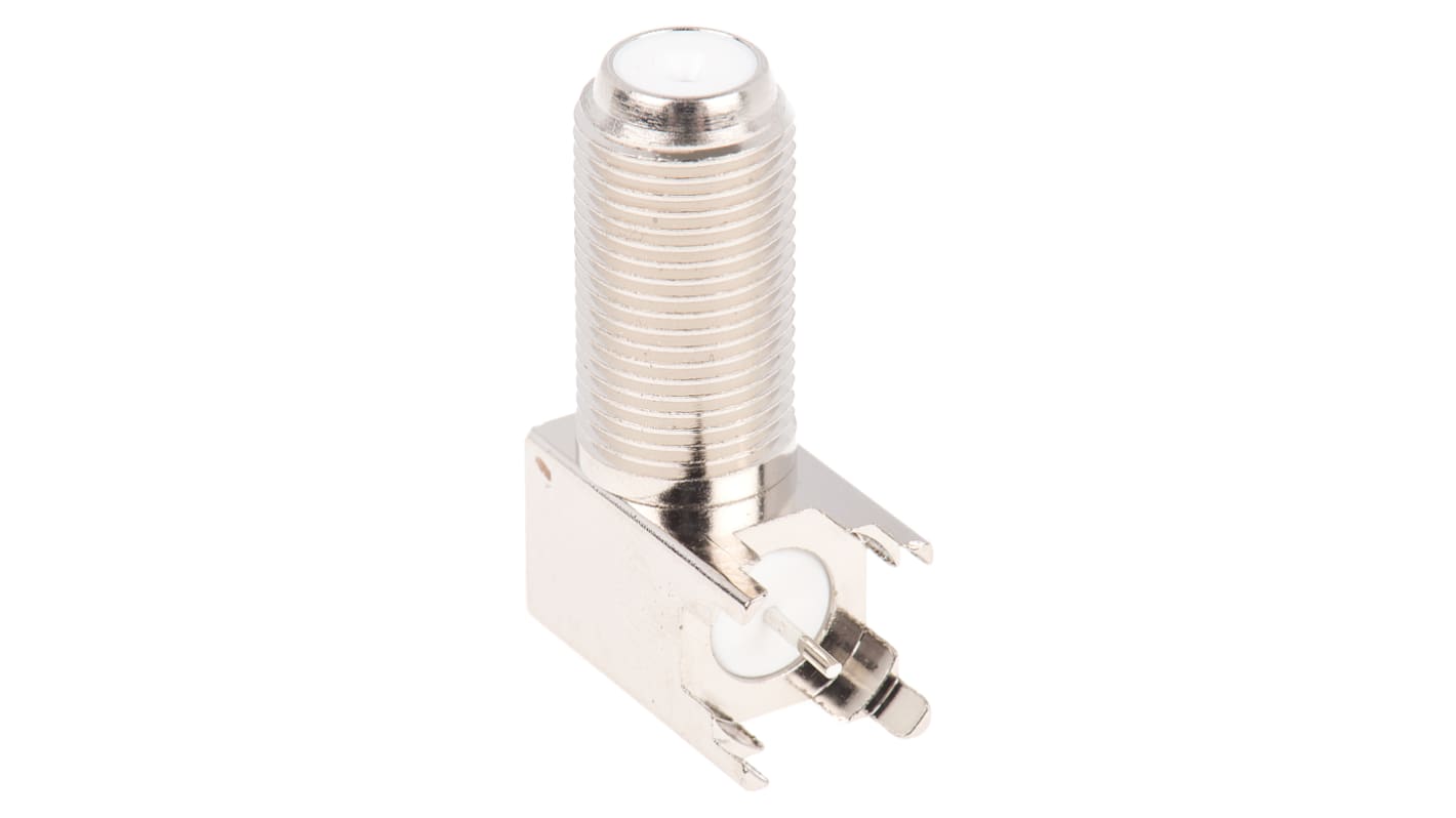 Conector coaxial TE Connectivity 5-1814984-0, Hembra, Ángulo de 90° , Impedancia 75Ω, Orificio Pasante, Terminación de