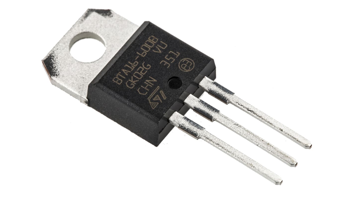 TRIAC 600V, 600V 16A, kapu indítófesz.: 1.3V, 100mA, TO-220AB, 3-tüskés