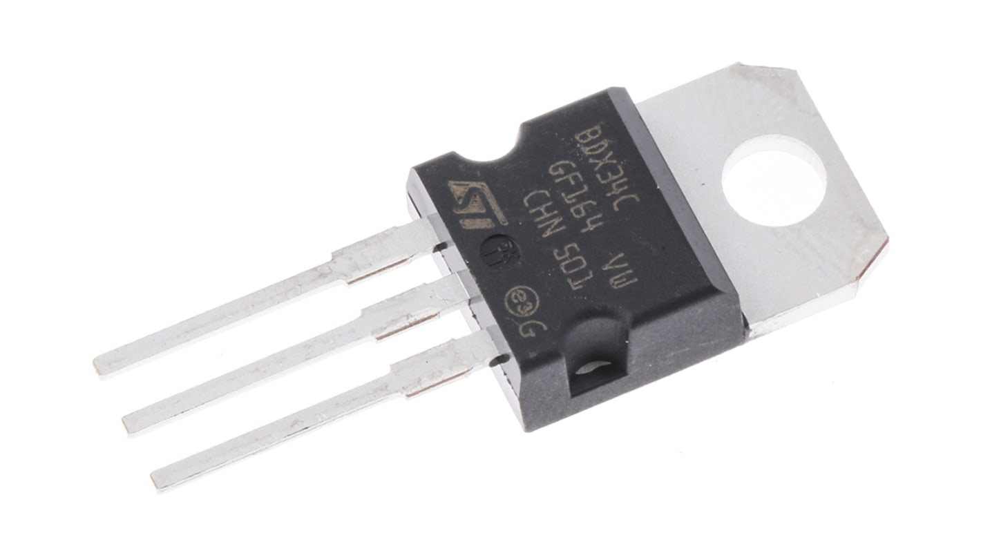 STMicroelectronics BDX34C PNP Darlington Transistor, 10 A 100 V HFE:750, 3-Pin TO-220