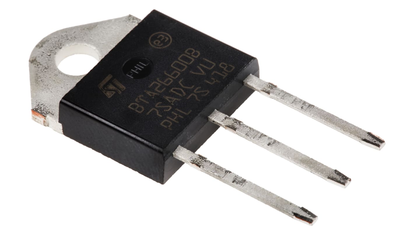 STMicroelectronics Through Hole, 3-pin, TRIAC, 600V, Gate Trigger 1.3V 600V