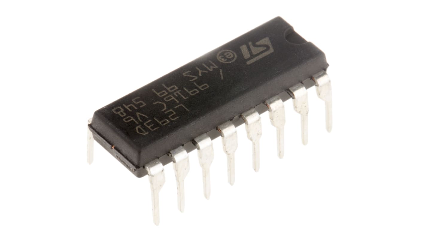 STMicroelectronics L293D,  Brushed Motor Driver IC, 36 V 0.6A 16-Pin, PDIP