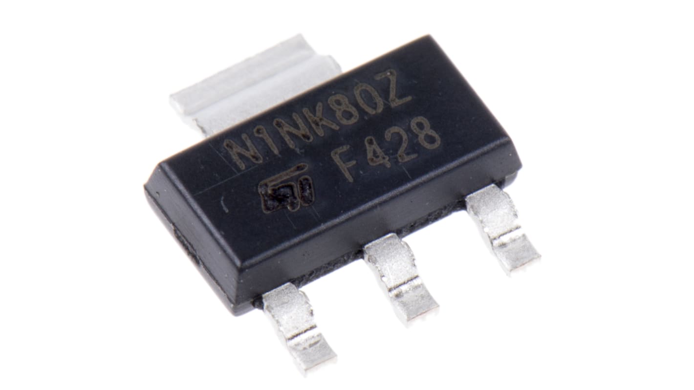 STMicroelectronics MDmesh, SuperMESH STN1NK80Z N-Kanal, SMD MOSFET 800 V / 250 mA 2500 mW, 3-Pin SOT-223