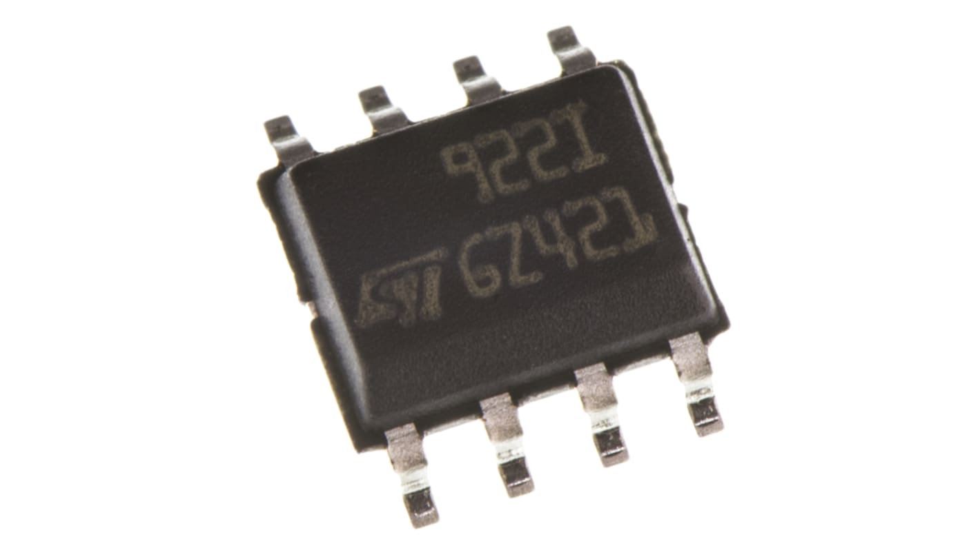 TS922IDT STMicroelectronics, Audio, Op Amp, RRIO, 4MHz, 3 → 9 V, 8-Pin SOIC