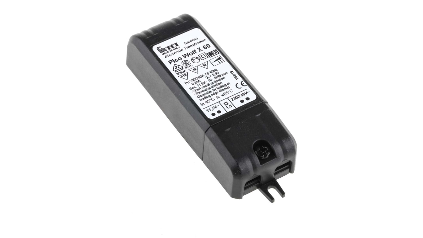 Tranformator oświetleniowy, 10 → 60W, 230 → 240V ac / 11.5V 86 x 31 x 20 mm, RS PRO