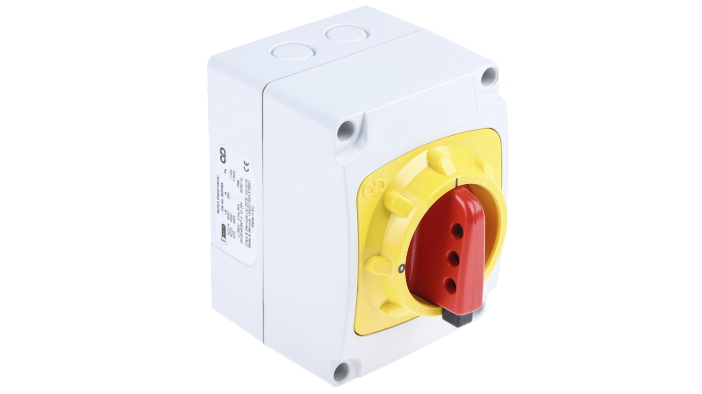 Craig & Derricott 3P Pole Isolator Switch - 25A Maximum Current, 15kW Power Rating, IP65