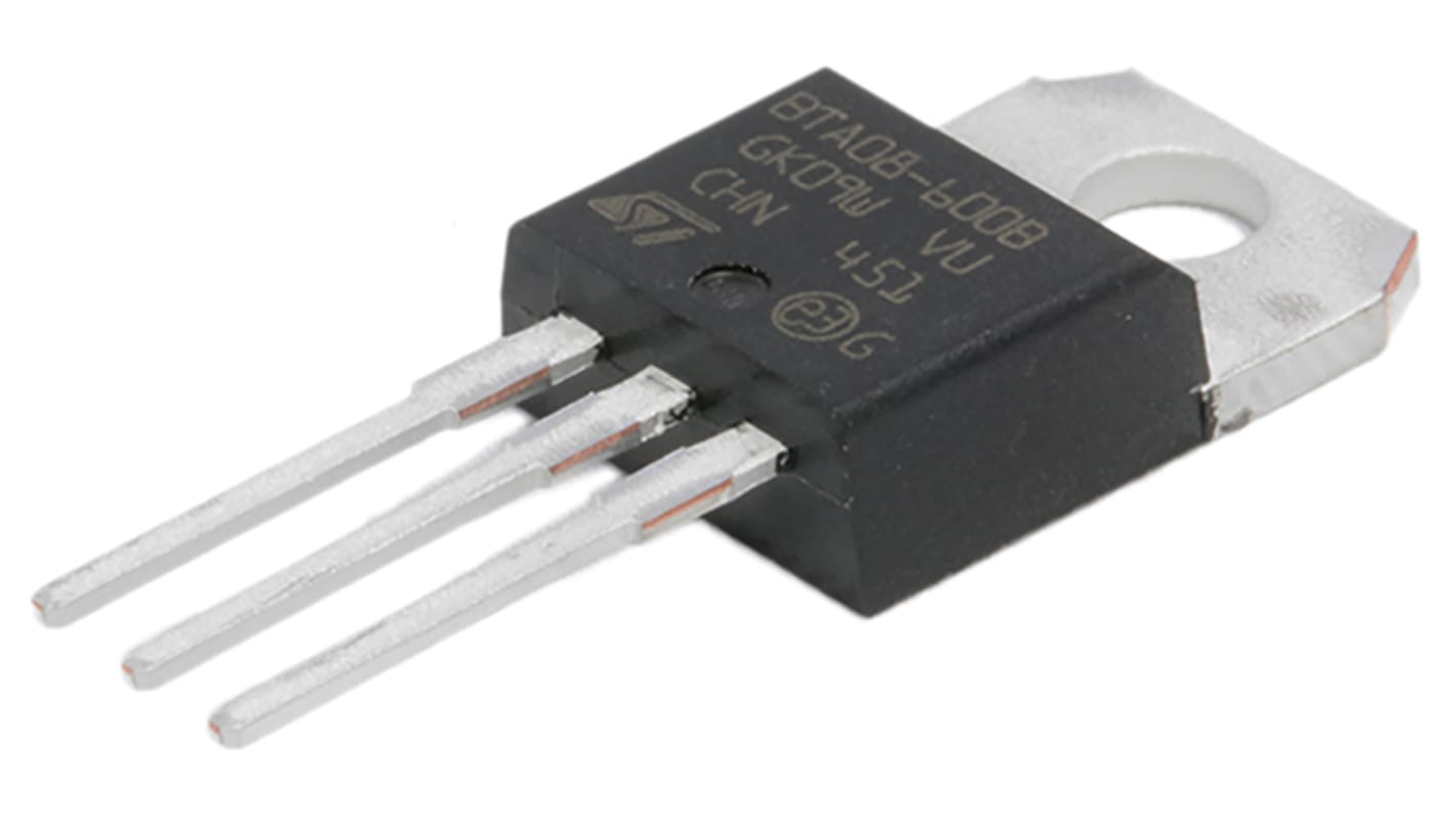 TRIAC 800V, 800V 8A, kapu indítófesz.: 1.3V, 100mA, TO-220AB, 3-tüskés