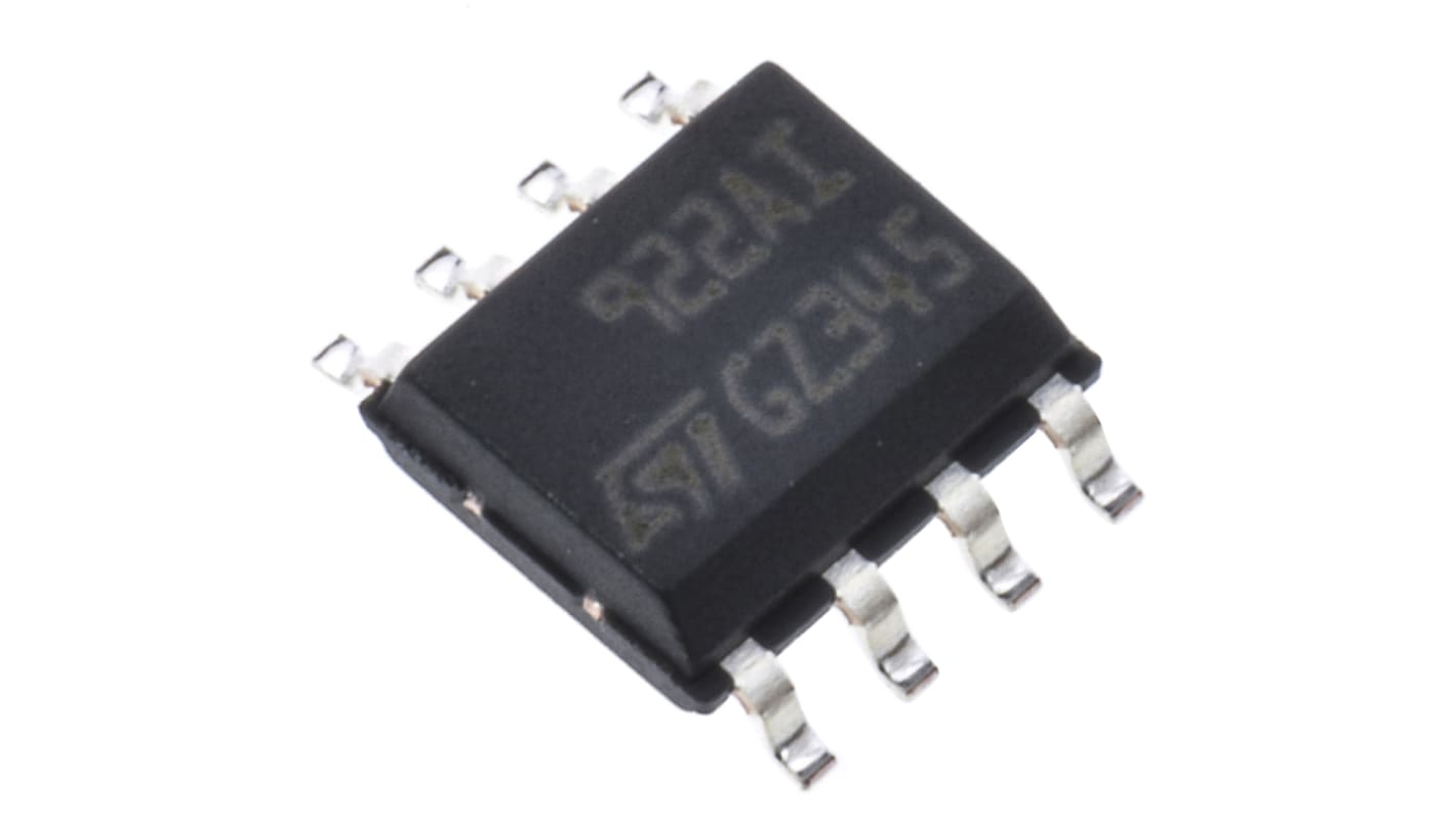 TS922AIDT STMicroelectronics, Audio, Op Amp, RRIO, 4MHz, 3 → 9 V, 8-Pin SOIC