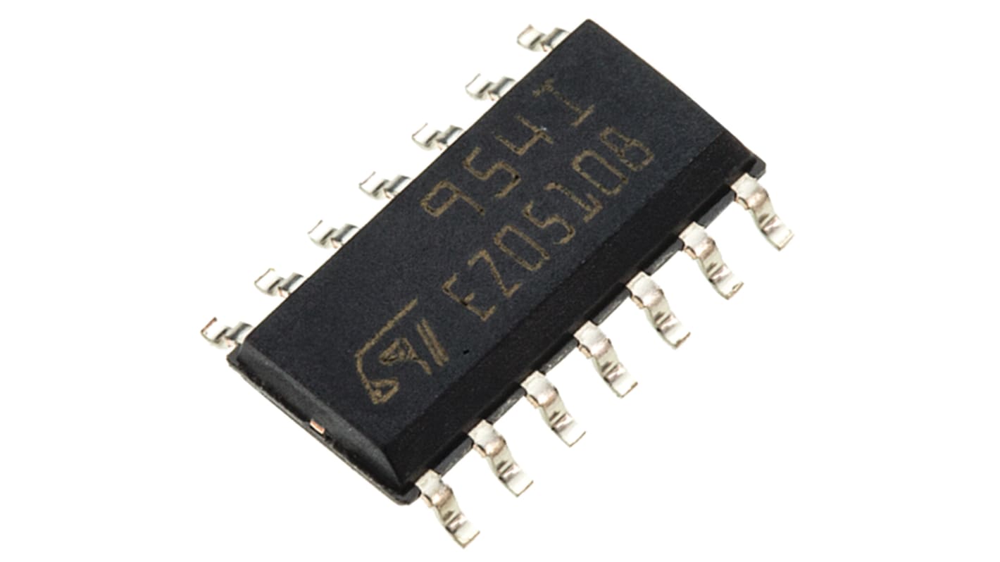 STMicroelectronics オペアンプ, 表面実装, 4回路, 単一電源, TS954IDT