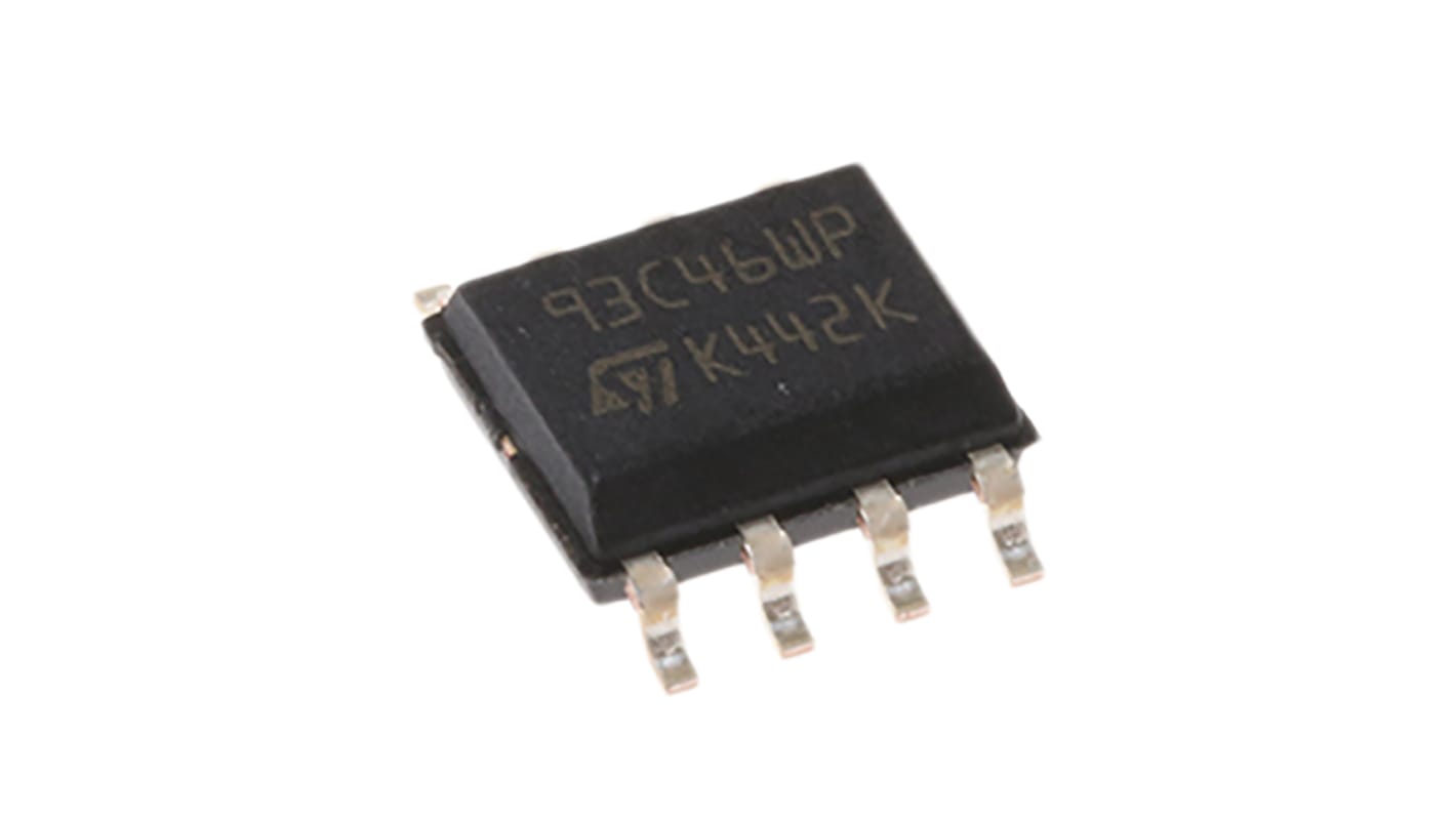 AEC-Q100 Soros EEPROM memória M93C46-WMN6P 1kbit, 128,64 x, 8bit Soros Microwire, 200ns, 8-tüskés SOIC