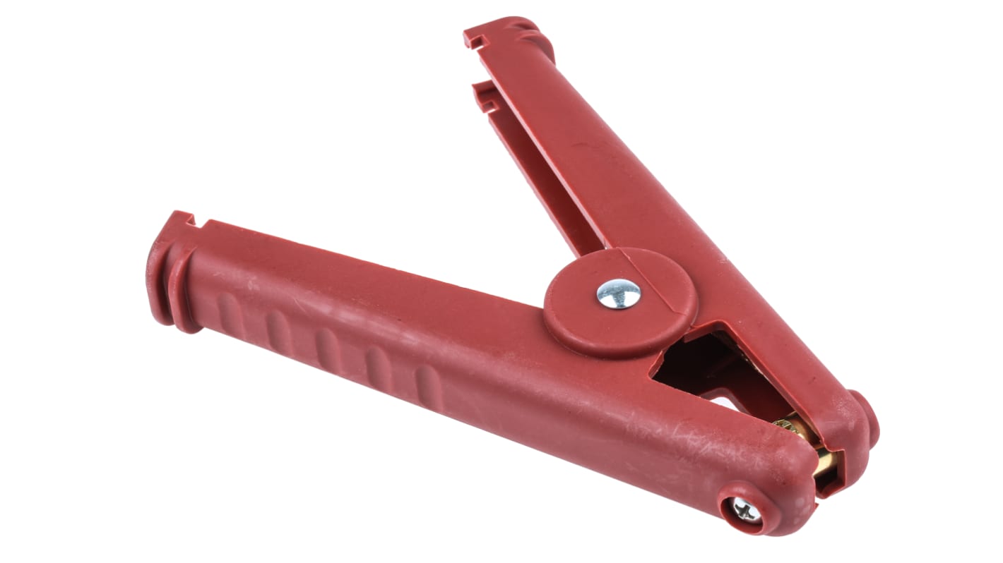 Clip a coccodrillo Mueller Electric, 400A, apertura 41mm, isolato, col. Rosso