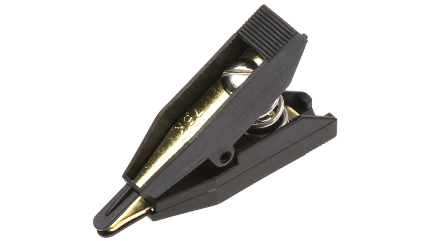 Mueller Electric Black Kelvin Clip, 10A, 7.9mm Jaw Opening, Gold Plating