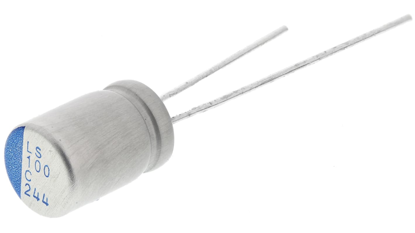 Nichicon LS, THT Polymerkondensator 100μF ±20% / 16V dc, Ø 6.3mm, -55°C → +105°C