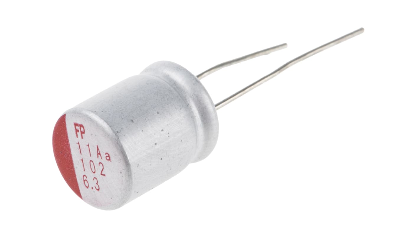 Nichicon 1000μF Polymer Aluminium Solid Electrolytic Capacitor 6.3V dc, Radial, Through Hole - RNS0J102MDN1PH