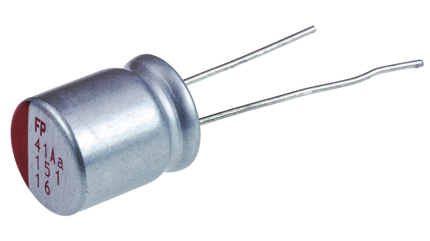 Condensatore elettrolitico solido in alluminio Nichicon, serie NS, 150μF, 16V cc, ±20%, +105°C, Radiale, Foro passante