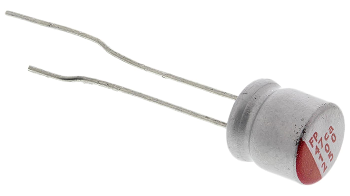 Nichicon 10μF Polymer Aluminium Solid Electrolytic Capacitor 25V dc, Radial, Through Hole - RNS1E100MDS1JT